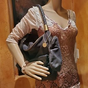 AANETA,Designer,Hi-End, Lg, Black Leather Handbag